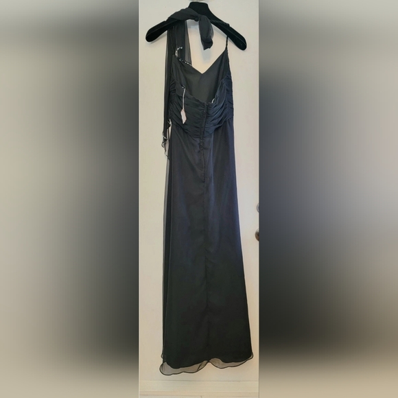 NWT US Size 10 Mori Lee Bridesmaid Black Chiffon Long Formal Gown Dress - Picture 10 of 12